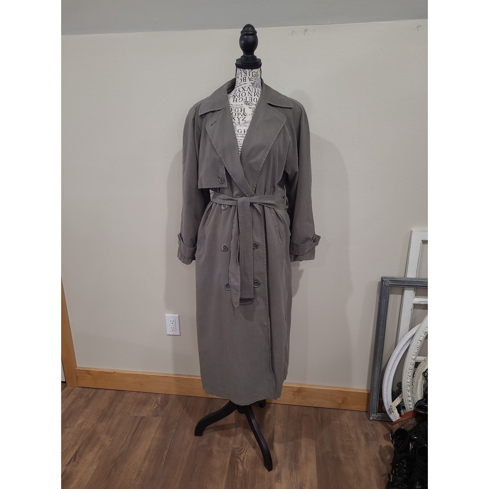 Anne‎ Klein II Women SZ 4P Dbl Breasted Trench Coat moss greenminalmalist career